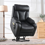 Electric Power Lift Recliner Chair for Elderly, PU Recliner Chair for Seniors, Home Theater Seating,Living Room Chair,Side Pocket, Remote Control (Black PU) W1028S00034-djyc