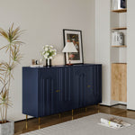 Modern Blue Lacquered 4 Door Wooden Cabinet Sideboard Buffet Server Cabinet Storage Cabinet, for Living Room, Entryway, Hallway, Office, Kitchen and Dining Room W1435133313-djyc
