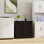 Two-Compartment Tilt-Out Laundry Sorter Cabinet-Black W1120139082-djyc