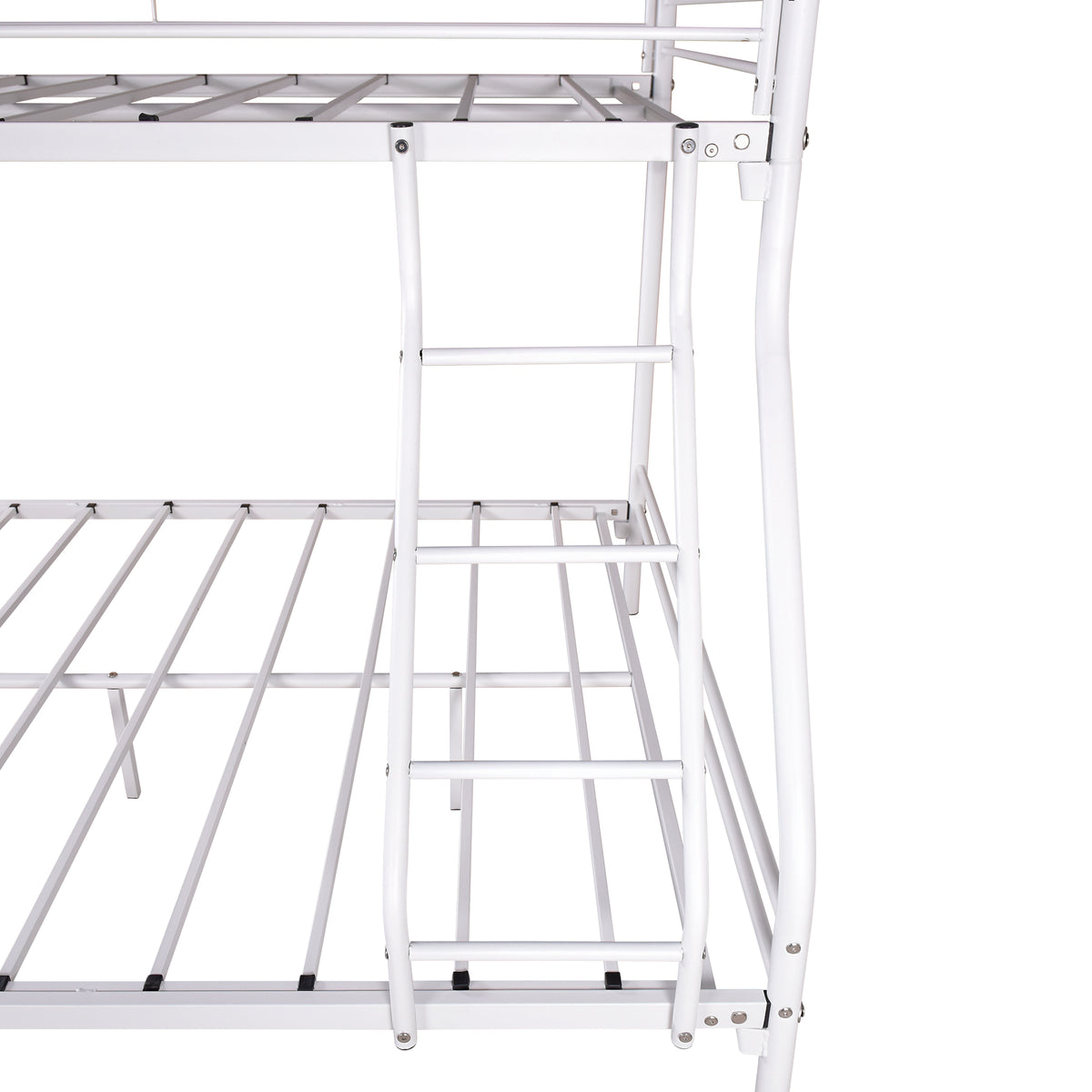 Heavy Duty Twin-Over-Full Metal Bunk Bed, Easy Assembly with Enhanced Upper-Level Guardrail, White W84041890-djyc