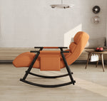 Casual folding rocking chair upholstered, lounge rocking chair adjustable high back and foot rest,side pockets placed in living room bedroom balcony W1669P163324-djyc