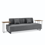 Linen Fabric 3 Seat Sofa with Two End Tables and Two Pillows, Removable Back and Armrest, Morden Style Upholstered 3-Seat Couch for Living Room W487139512-djyc