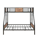 Twin Over Full Metal Bunk Bed, Heavy Duty Metal Bed Frame with Safety Rail , 2 Side Ladders & Decorative Wood ,No Box Spring Needed W840126707-djyc