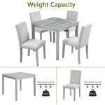 5 Piece Wooden Dining Table Set, Kitchen Table Set with a Square Table and 4 Upholstered Chairs, Wooden Dining Room Table with Crystal Decoration and Chairs Set for Kitchen, Dining Room, Silver grey W1998S00042-djyc