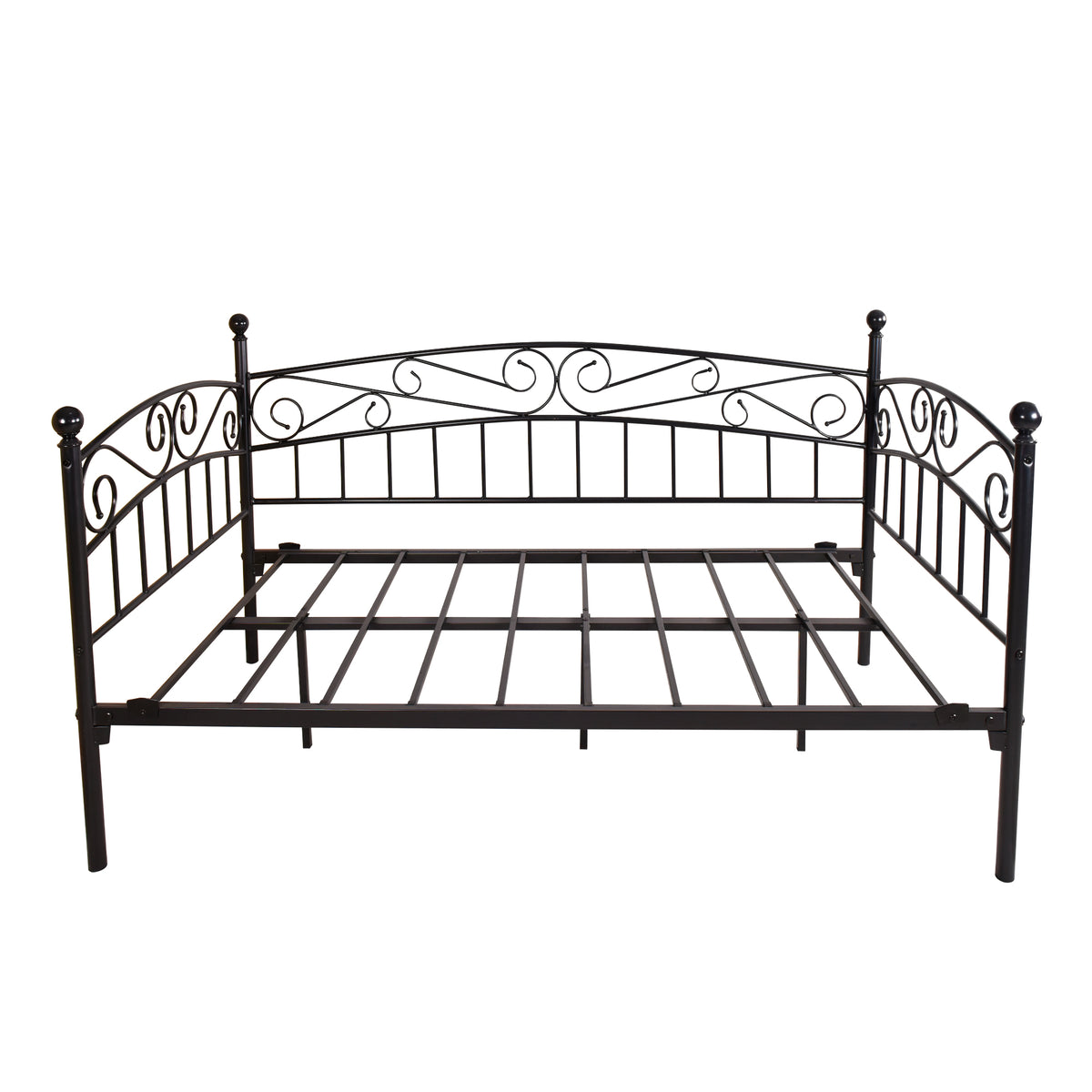 Metal Daybed Frame Multifunctional Mattress Foundation/Bed Sofa with Headboard, Twin, Black W840100846-djyc