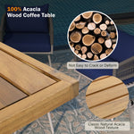 K&K 4-Piece Boho Rope Patio Furniture Set, Outdoor Furniture with Acacia Wood Table, Patio Conversation Set with Deep Seating & Thick Cushion for Backyard Porch Balcony, Navy Blue SK000004AAE-djyc