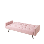 1730 Sofa Bed Armrest with Nail Head Trim with Two Cup Holders 72" Pink Velvet Sofa for Small Spaces W127850868-djyc