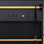 K&K 53inch Large Kitchen Island with 2 Bar Stools, Power Outlet,Door Internal Storage Rack, Kitchen Storage Cart on 5 Wheels with Drop Leaf, 5 Open Side Racks, 3 Drawers, for Kitchen,Dining Room,Black N707S000007B-djyc