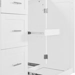 K&K Rolling Kitchen Island with Storage, Kitchen Cart with Rubber Wood Top, 3 Drawer, 2 Slide-Out Shelf and Internal Storage Rack, Kitchen Island on Wheels with Spice Rack & Tower Rack, White WF316599AAW-djyc