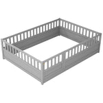Full sizeFloor bed, integral construction with super high security barrier, door, children's floor bed frame, Montessori wooden children's floor bed,Grey W1858P164934-djyc