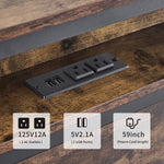 Queen Size Bed Frame with Storage Headboard and 2 Drawers, LED Lights Bed with Charging Station, Metal Platform Bed No Noise, Mattress Foundation Strong Metal Slats Support No Box Spring Needed W1903P150104-djyc