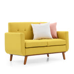 Loveseat Sofa, Mid Century Modern Decor Love Seat Couches for Living Room, Button Tufted Upholstered Small Couch for Bedroom, Solid and Easy to Install Love Seats Furniture, Yellow W487P189545-djyc