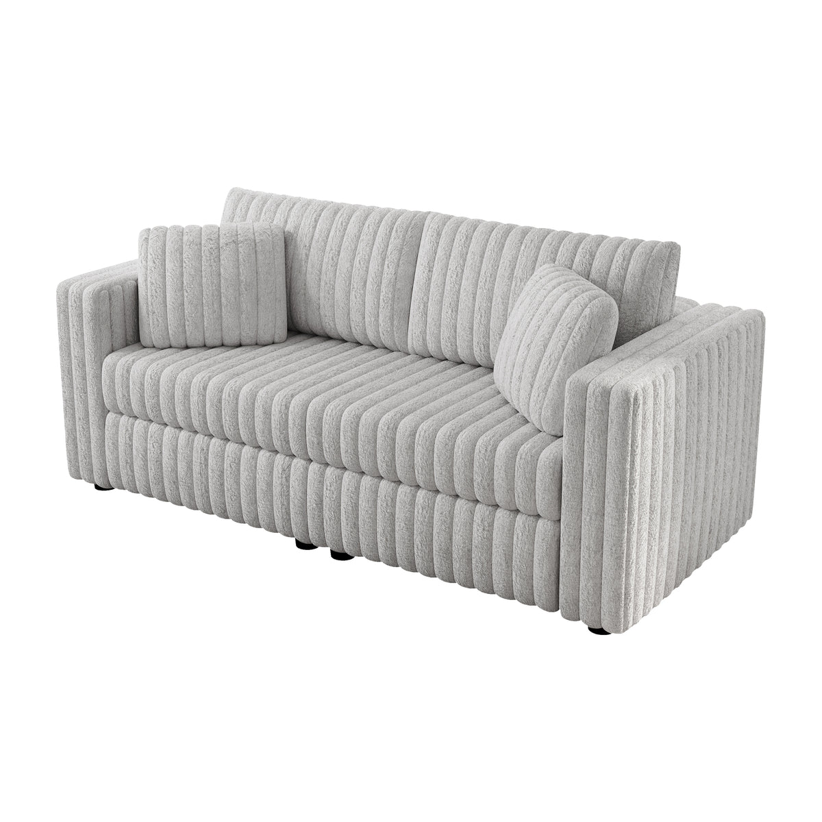 75.6" Soft Rabbit Plush Modular 2-person Sofa - Highly Comfortable with Distinctive Design. Perfect for Bedroom & Living Room. Light gray. Modern & Plush Furniture Choice. W1767S00007-djyc