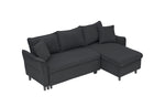 This 80-inch black corduroy L-shaped sofa comes with two small throw pillows that can be converted into a sofa bed for storage W1278S00028-djyc