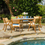 OUTDOOR HERMOSA 7 PIECE WOOD DINING SET WITH CUSHIONS 54555.00TEA6_57488.00-djyc