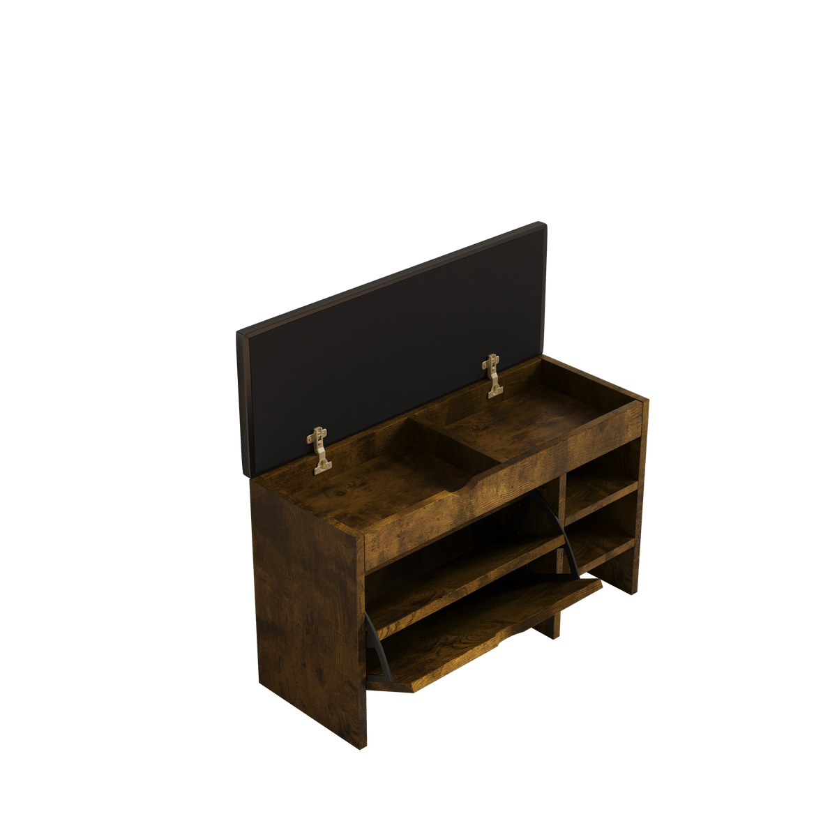 31.49 inch black brown shoe stool, soft cushion, soft and comfortable cushion, can be placed in the door, bedroom and other scenes W1278P185554-djyc