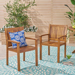 Rustic Acacia Wood Dining Chairs – Durable, Stylish Slat Panel Design for Outdoor Comfort,Set of 2 61717.00TEA-djyc
