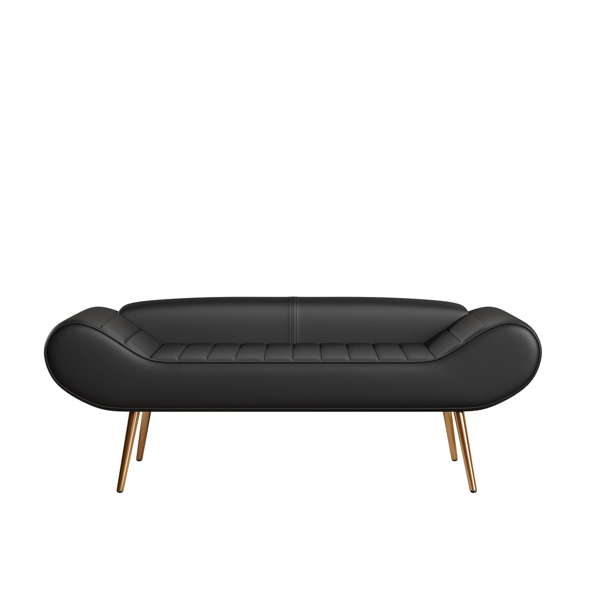 Versatile Black 57-Inch Sofa Stool with PVC Fabric: Perfect for Bedside or Porch Addition W1278122704-djyc
