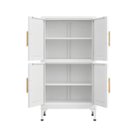 White Metal Kitchen Storage Cabinet, Kitchen Pantry Storage Cabinet with Doors and Shelves, Storage Cabinet with Adjustable Leveling Foot for Kitchen, Living Room and Dining Room W W328P194192-djyc