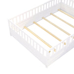 Full sizeFloor bed, integral construction with super high security barrier, door, children's floor bed frame, Montessori wooden children's floor bed, Support slat white W1858P164943-djyc