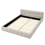 Queen Size Upholstered Bed Frame with Thick Fabric, Chenille Fabric Grounded Queen Size Platform Bed with Headboard and Solid Frame. No Box Spring Needed, Beige(68''*86.5''*23.5'') W487S00220-djyc