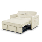 Loveseats Sofa Bed with Pull-out Bed,Adjsutable Back and Two Arm Pocket,Beige (54.5"x33"x31.5") W48766863-djyc