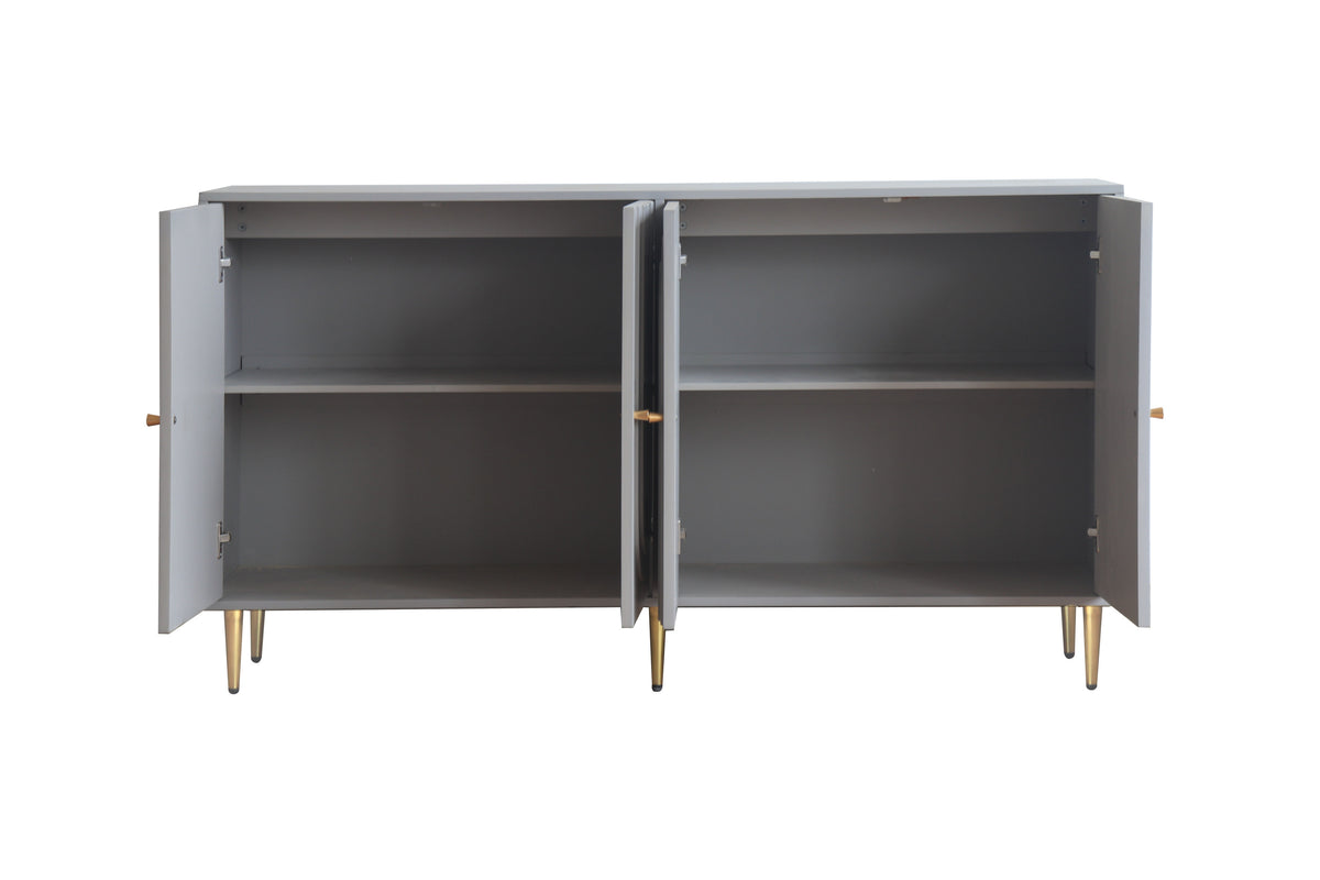 Modern Gray Lacquered 4 Door Wooden Cabinet Sideboard Buffet Server Cabinet Storage Cabinet, for Living Room, Entryway, Hallway, Office, Kitchen and Dining Room W1435133312-djyc