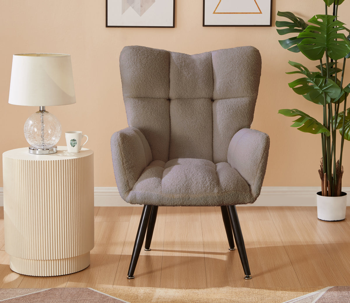 Modern Single Sofa Armchair with High Backrest Comfy Reading Chair for Small Spaces/Living Room/Bedroom/Apartment (COLOR:BROWN) W1669P175504-djyc