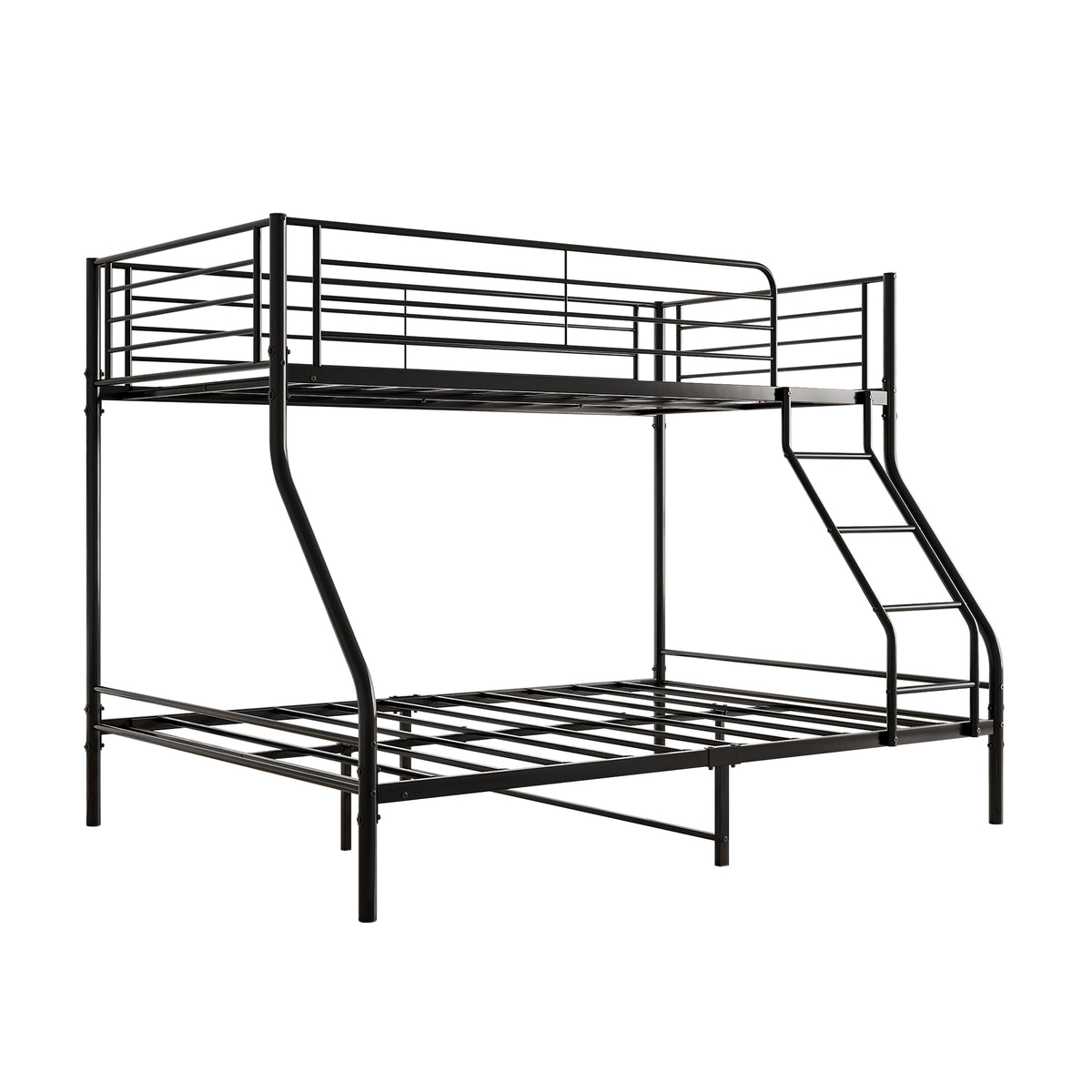 Heavy Duty Twin-Over-Full Metal Bunk Bed, Easy Assembly with Enhanced Upper-Level Guardrail, Black W84056876-djyc