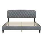 King size Adjustable Headboard with Fine Linen Upholstery and Button Tufting for Bedroom,Wave TopLIGHT GREY W1793140473-djyc