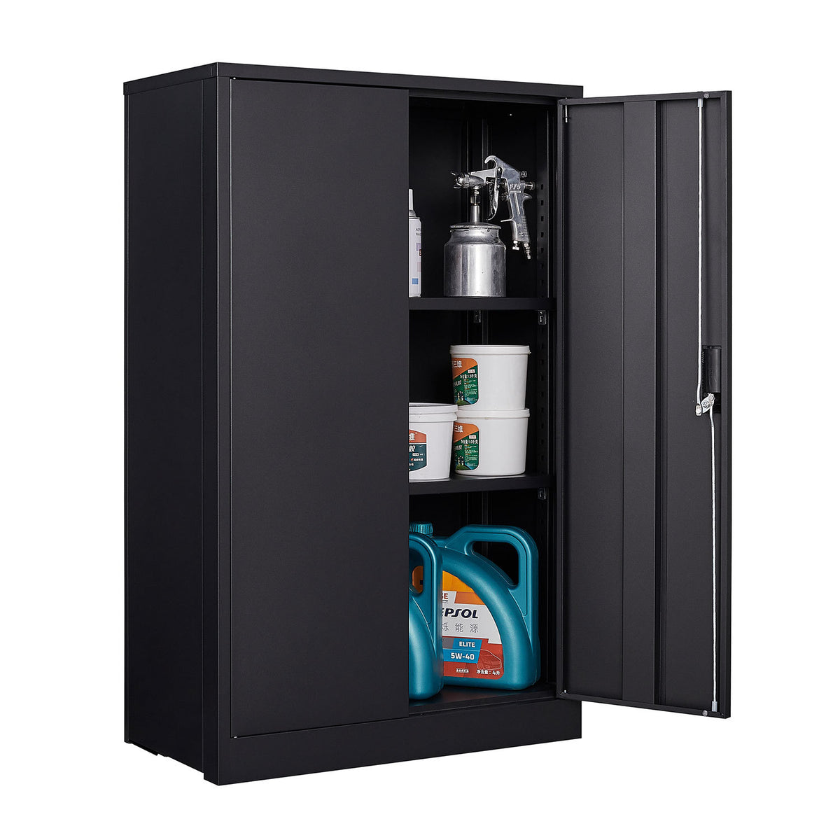 Metal Storage Cabinet with Locking Doors and Adjustable Shelf, Folding Filing Storage Cabinet , Folding Storage Locker Cabinet for Home Office,School,Garage, Black W124747827-djyc