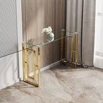 Console Table Stainless Steel Glass,Meal side table Golden Clearbs-02 W1727P195276-djyc