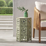 Stylish Sunburst Iron Side Table: Lightweight & Colorful Accent for Patio Entertaining 60816.00CGRN-djyc