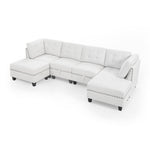 U shape Modular Sectional Sofa,DIY Combination,includes Two Single Chair ,Two Corner and Two Ottoman,Ivory Chenille W487S00195-djyc
