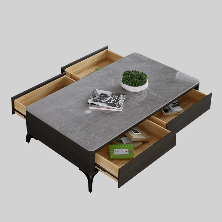 Stylish Pine Multi-Layer Board Tea Table with Modern Sintered Stone Surface faml-305
