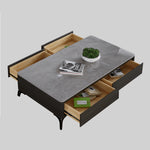 Stylish Pine Multi-Layer Board Tea Table with Modern Sintered Stone Surface faml-305