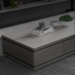 Stylish TV Cabinet with White Grey Marble Top, Pine Wood & Metal Frame faml-697