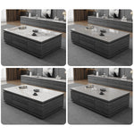 Stylish White Gloss TV Cabinet with Grey Matte Marble & Pine Wood Accents faml-699