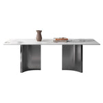 Sleek Modern Table - White Glossy, Black Matte, Grey Marble, Solid Wood, Plywood, Stainless Steel faml-700