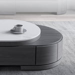 Stylish White Glossy Tea Table with Matte Grey Marble Top and Durable Plywood & Metal Frame faml-701