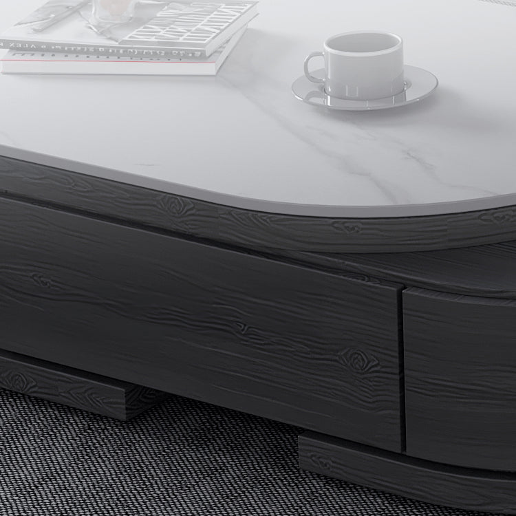 Stylish White Glossy Tea Table with Matte Grey Marble Top and Durable Plywood & Metal Frame faml-701