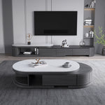 Stylish White Glossy Tea Table with Matte Grey Marble Top and Durable Plywood & Metal Frame faml-701