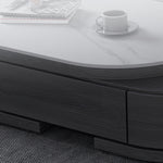 Sleek White Gloss TV Cabinet with Matte Grey Marble Accents - Plywood & Metal Construction faml-702