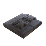 55-inch Chenille Sponge Sofa Lounge Chair,No Assembly Required,Fluffy Modern Sleeper Chair for Indoor Living Room Bedroom W834P221021-djyc