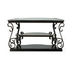 Sofa Table, Glass table top, MDF W/marble paper middle shelf, powder coat finish metal legs. (54"Lx20"Wx30"H) W48720762-djyc