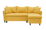 The 80-inch yellow corduroy L-shaped sofa comes with two small throw pillows that can be converted into a sofa bed for storage W1278S00029-djyc