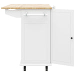 Kitchen Island with Drop Leaf, 53.9" Width Rolling Kitchen Cart on Wheels with Internal Storage Rack and 3 Tier Pull Out Cabinet Organizer, Kitchen Storage Cart with Spice Rack, Towel Rack (White) WF312383AAW-djyc