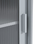 Kitchen Island with Drop Leaf, LED Light Kitchen Cart on Wheels with 2 Fluted Glass Doors and 1 Flip Cabinet Door, Large Kitchen Island Cart with an Adjustable Shelf and 2 Drawers (Grey Blue) WF311171AAG-djyc