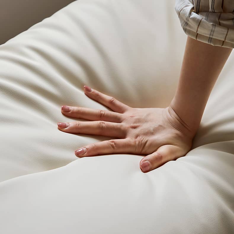 Elegant Light Brown Sofa with Beige and Ash Wood Accents and Stainless Steel Figure - Cotton and Faux Leather Upholstery fbby-1378