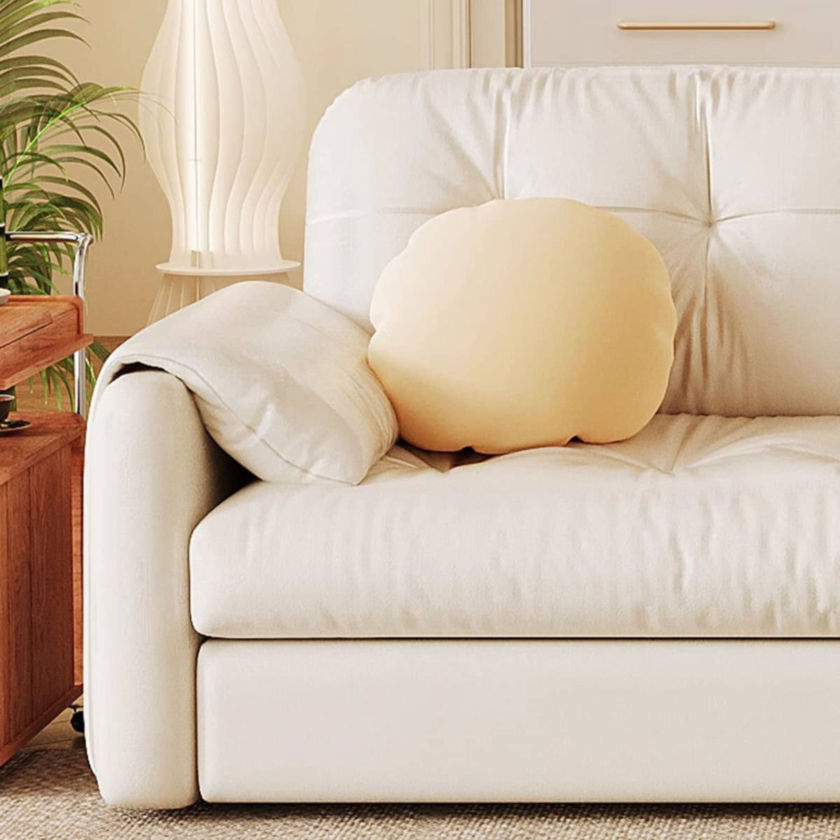 Elegant Light Brown Sofa with Beige and Ash Wood Accents and Stainless Steel Figure - Cotton and Faux Leather Upholstery fbby-1378